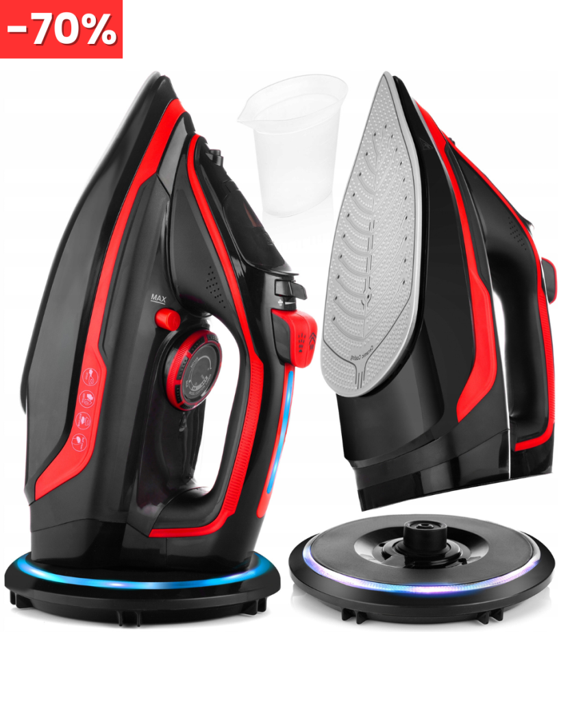 Bezprzewodowe żelazko parowe na stacji ładującej